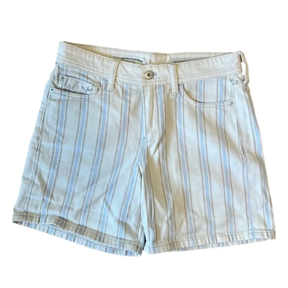 Anthropologie Pilcro High Rise Striped Slim Boyfriend Denim Shorts Size 26